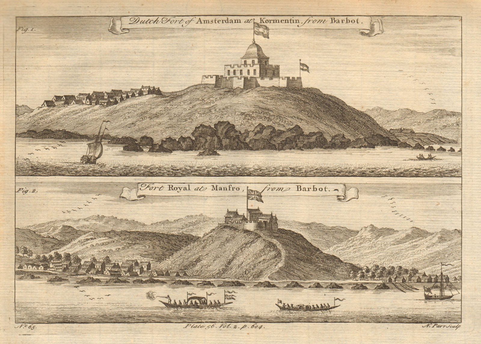 Ghana Forts. Fort Amsterdam, Kormantin. Fort Royal, Amanful Hill Cape Coast 1745